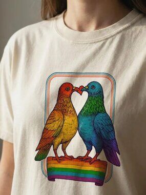 Rainbow Pride Tee, Funny Pigeon Shirt, LGBTQ Shirt Gift
